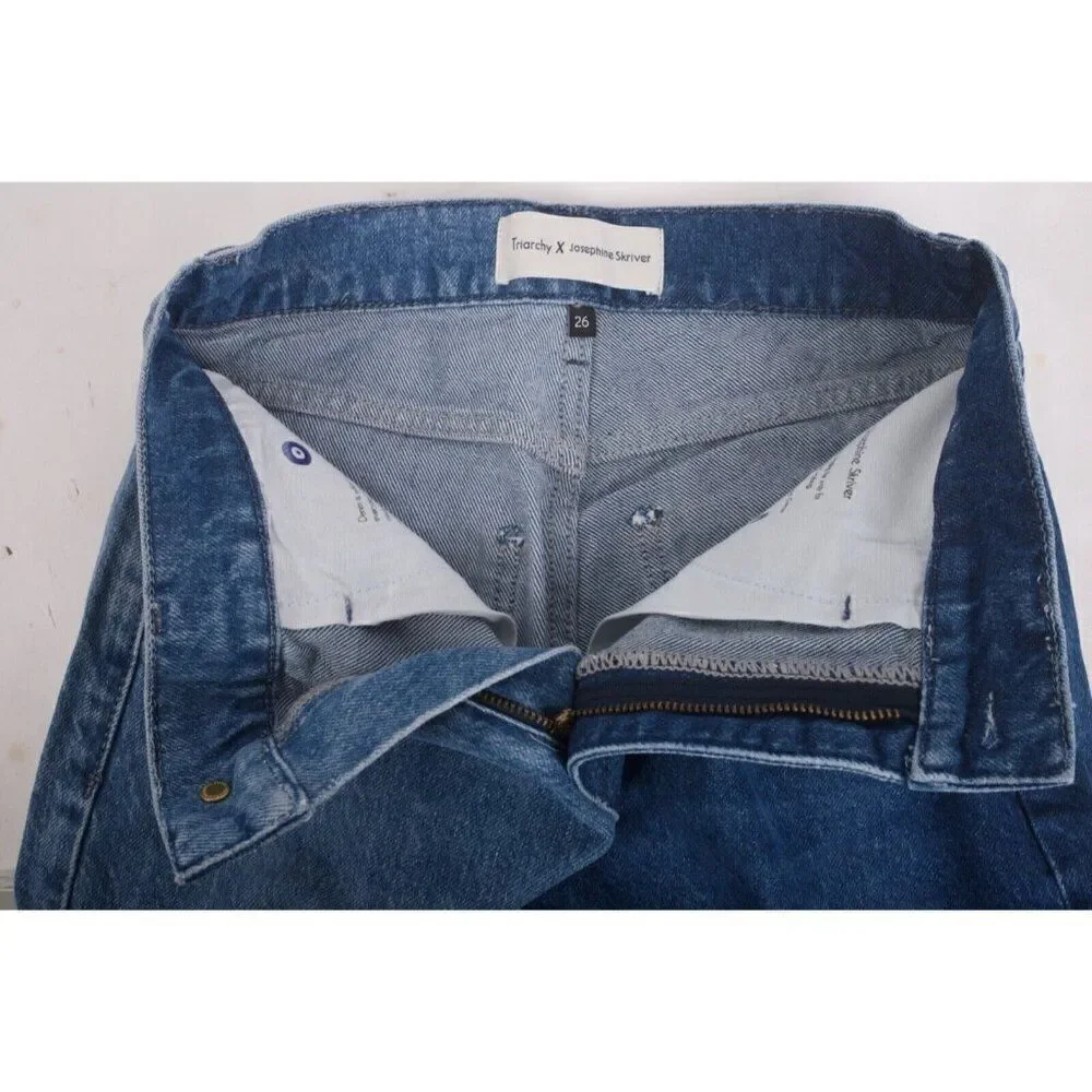 Triarchy Josephine Two Tone Denim Jean Shorts Indigo Small S EU 26 JSXT002 New